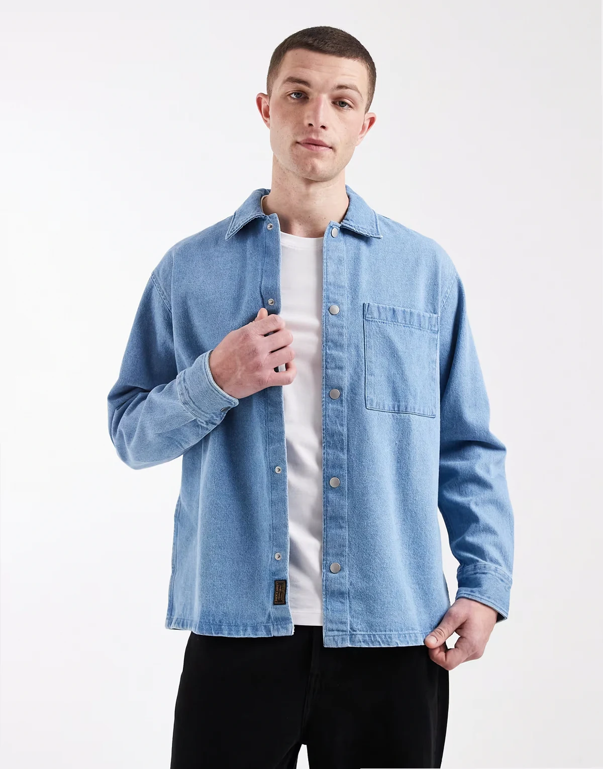 denim overshirt in blue