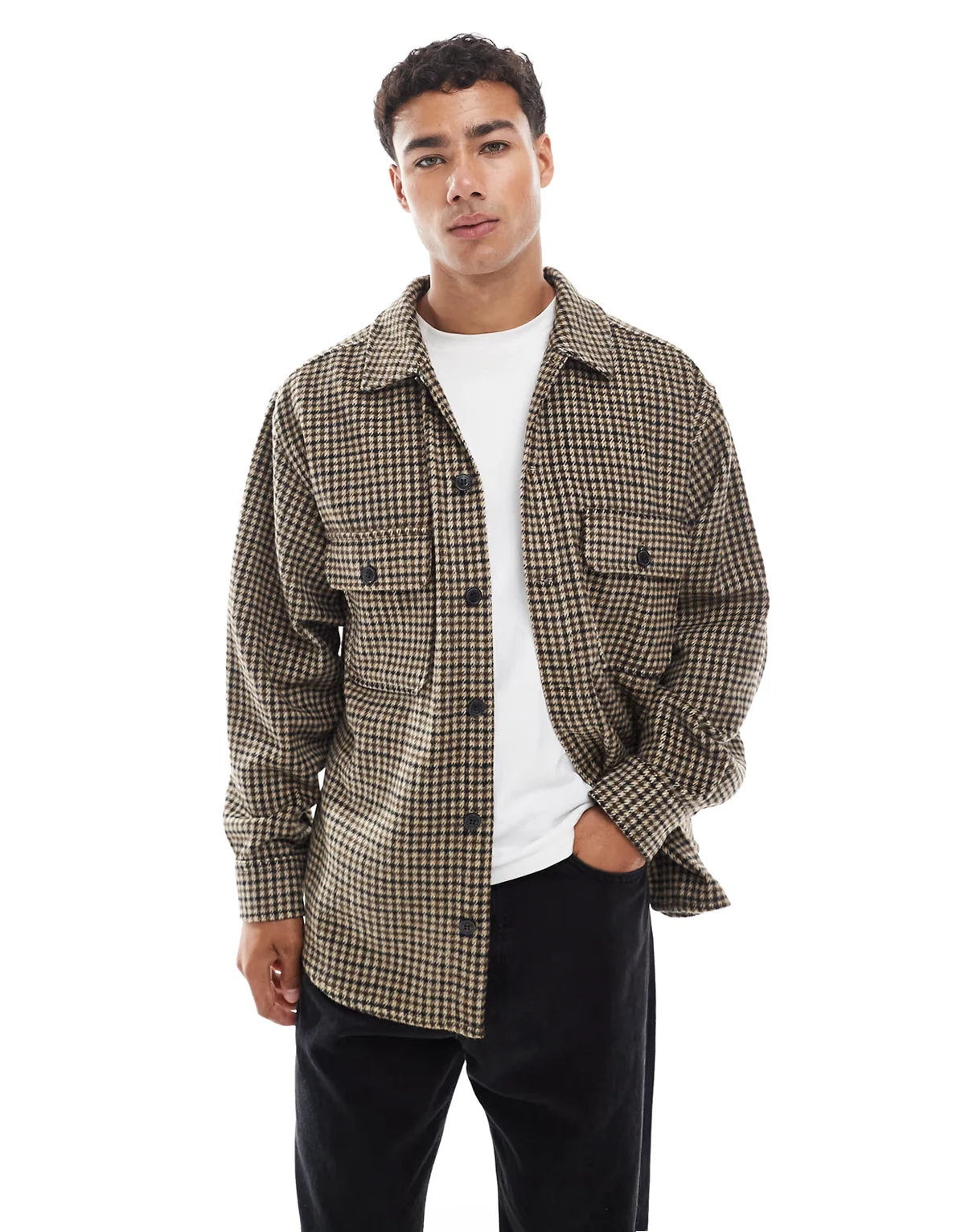 overshirt in tweed plaid