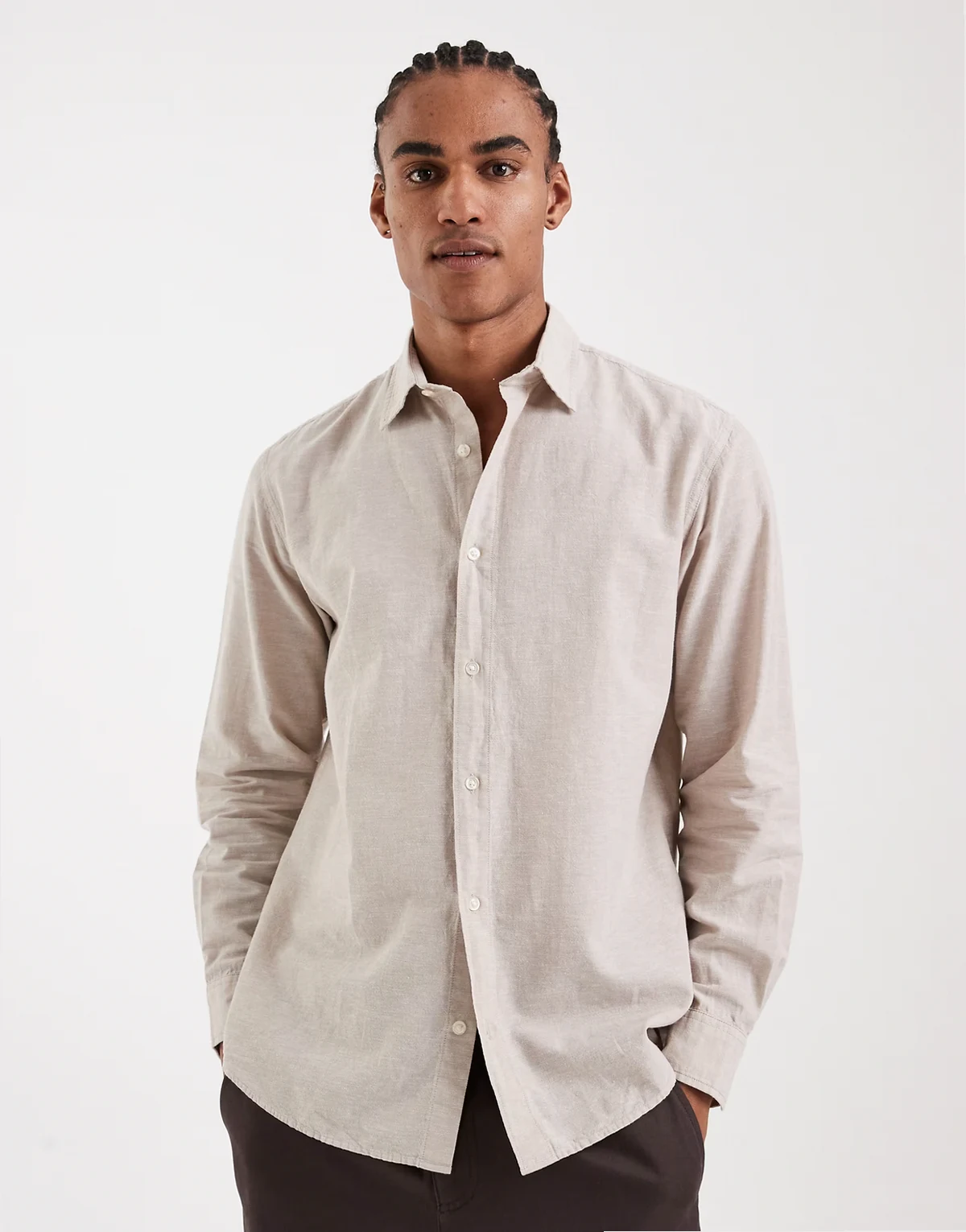 linen regular shirt in beige