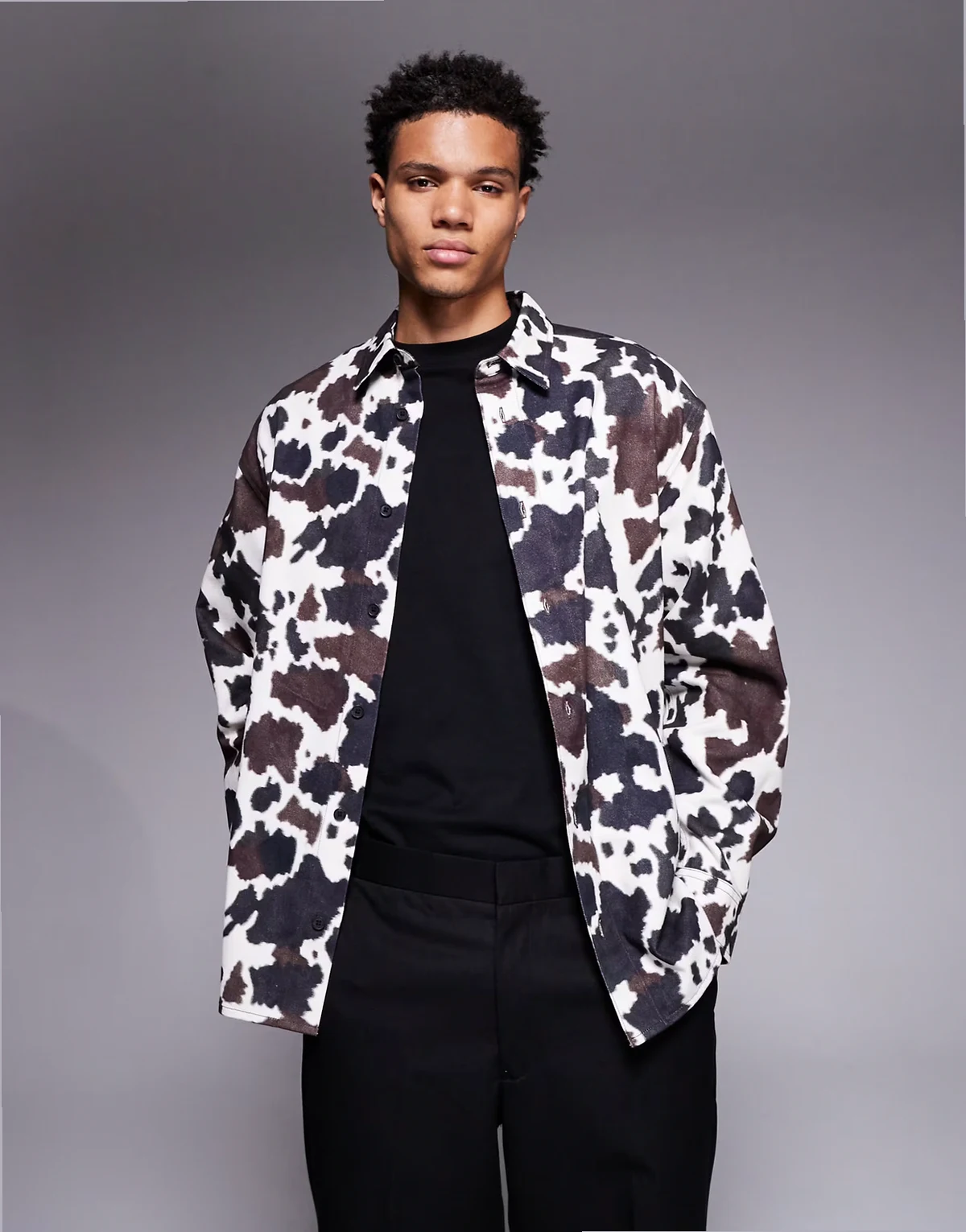 oversized shirt in cow print