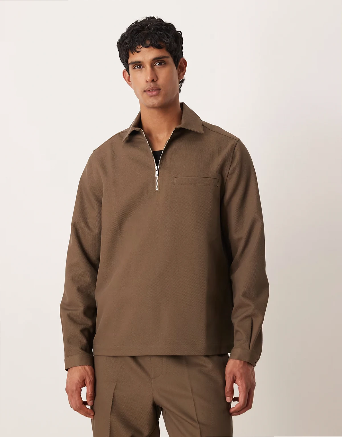relaxed overhead twill shirt in khaki - part of a set