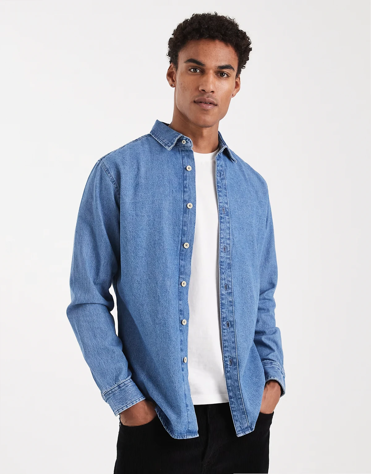 denim shirt in mid blue