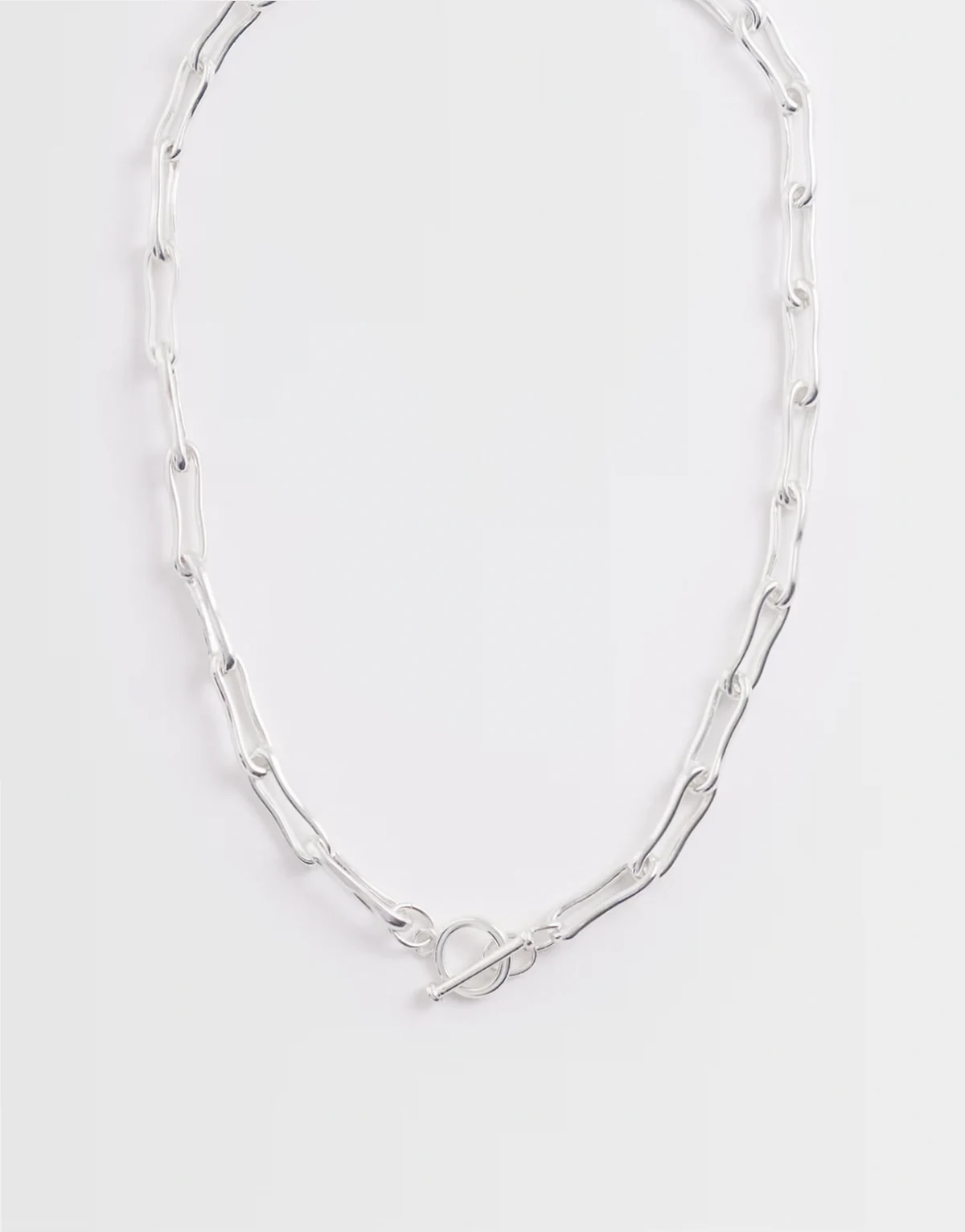 Z collection molten link t-bar necklace in sterling silver plated