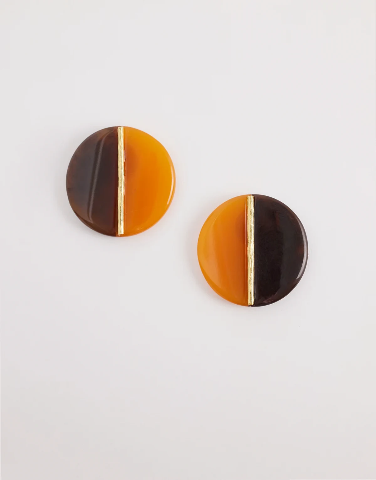 statement color block earrings in burnt orange