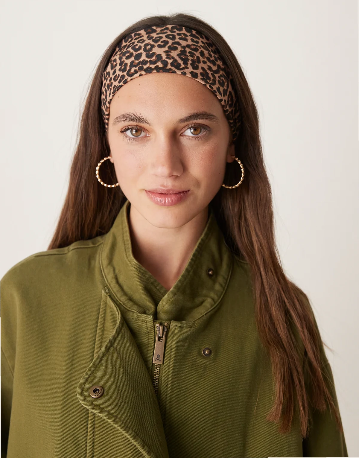 wide jersey headband in leopard print