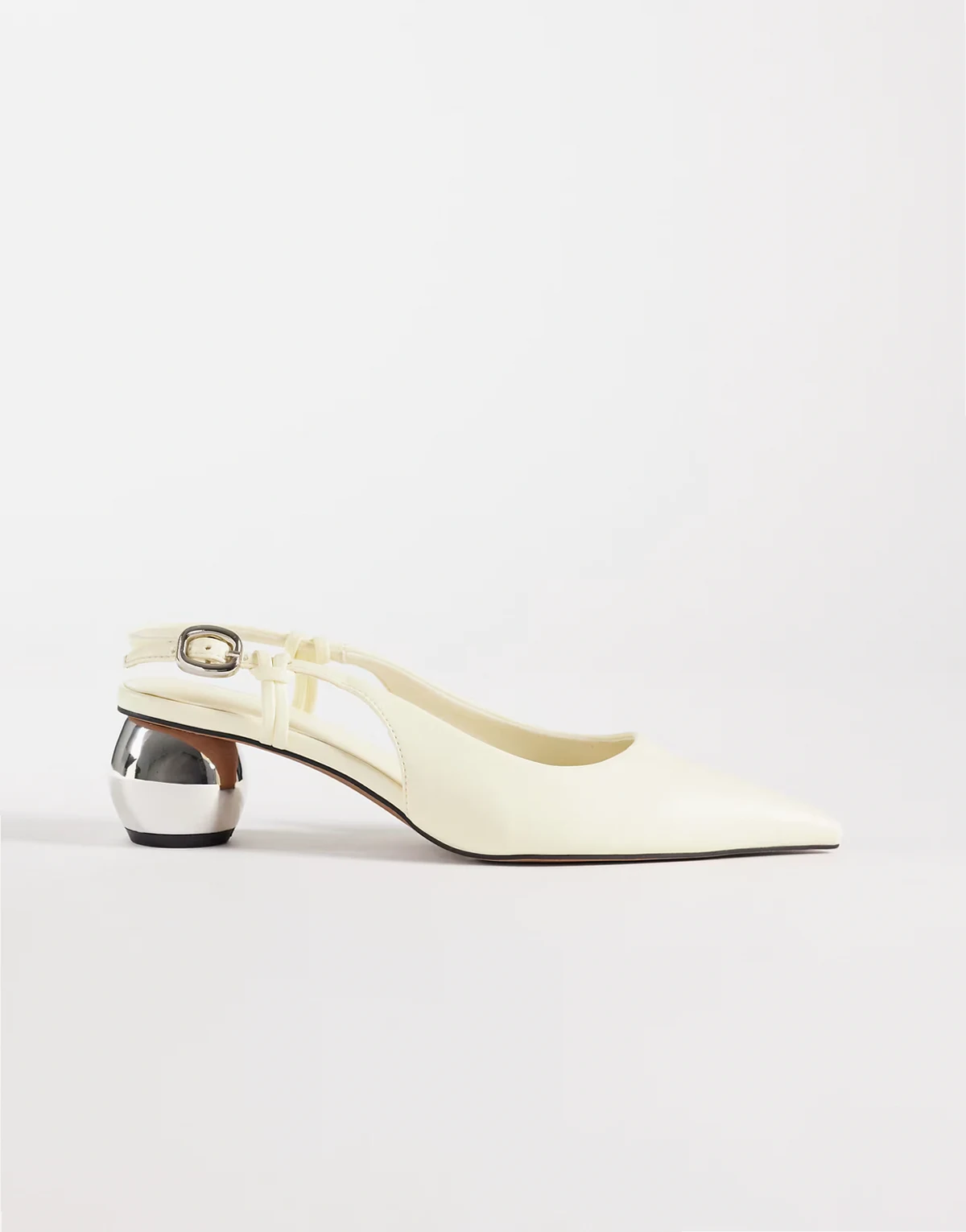 Starlight slingback ball heel shoes in buttermilk