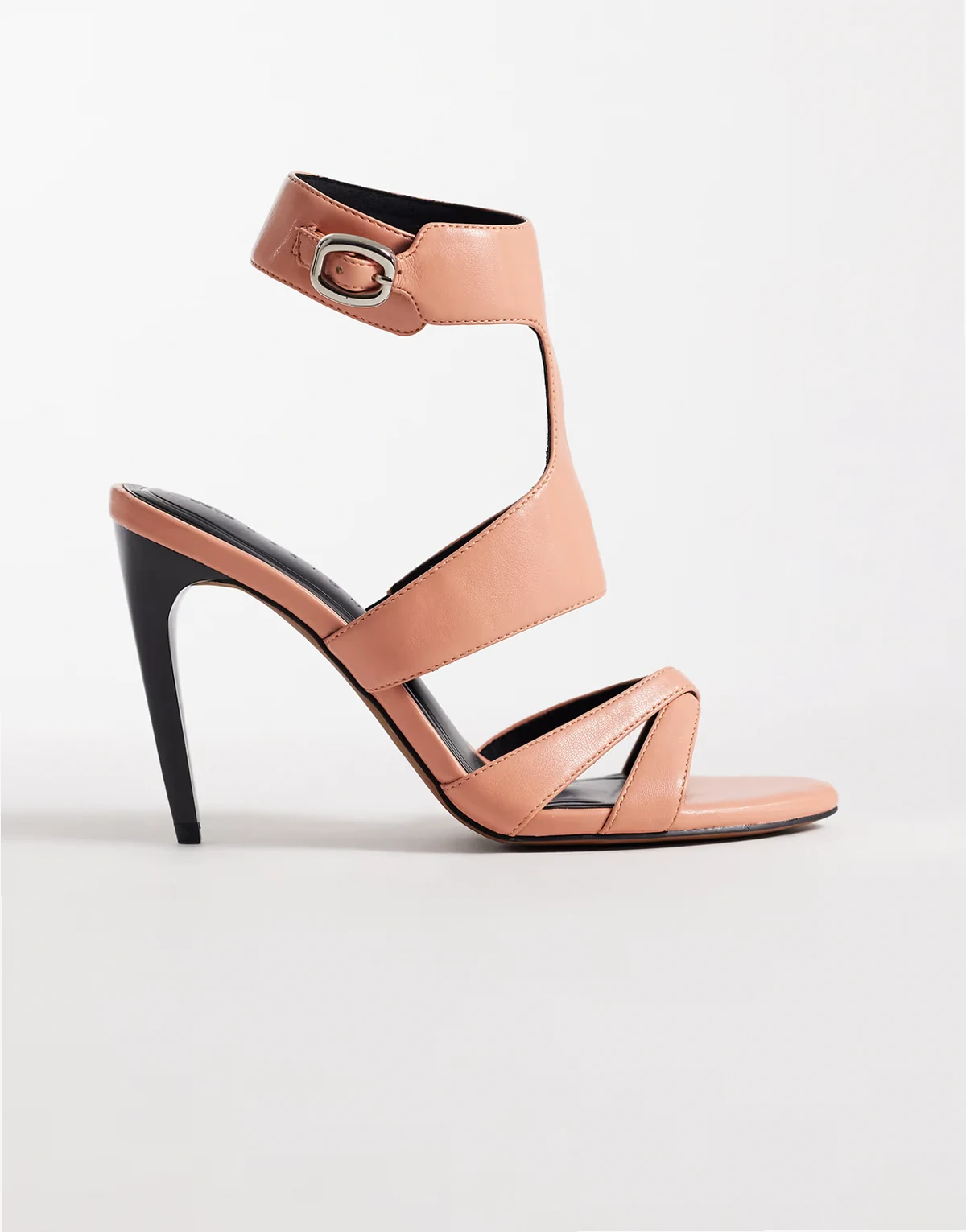Nation caged high heel sandals in peach