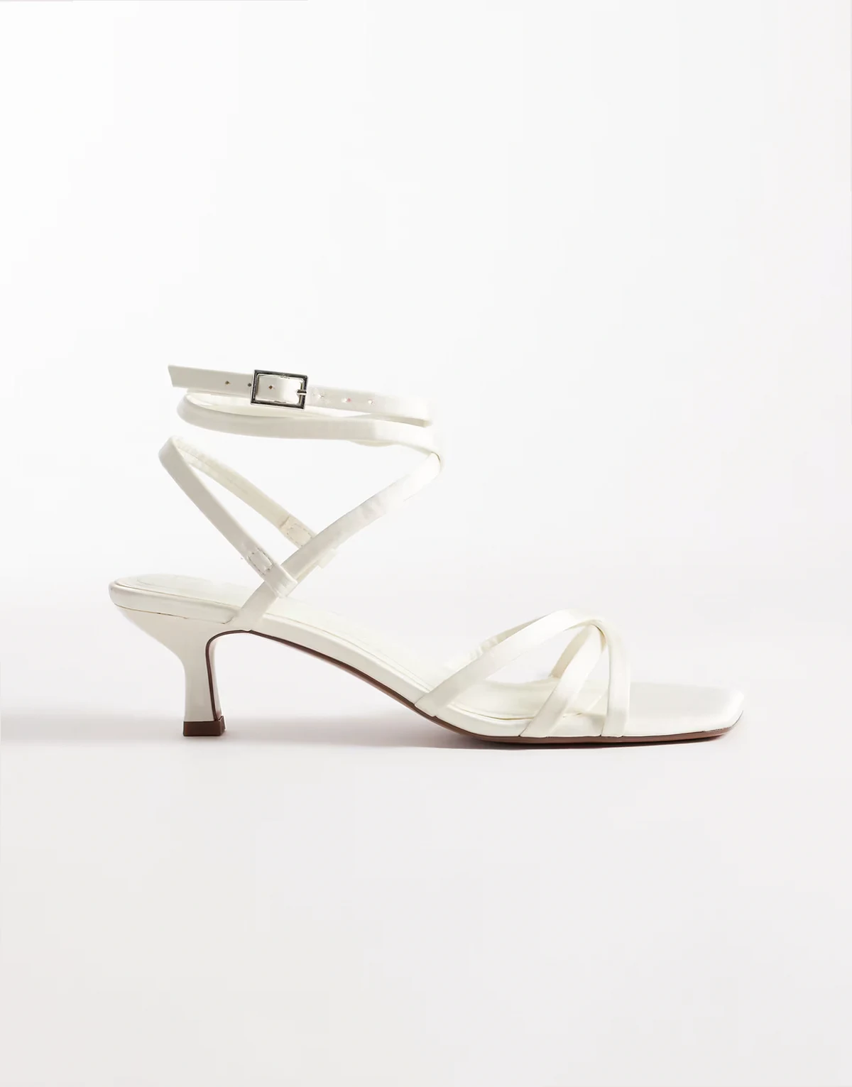 Haze strappy kitten heel sandals in ivory satin