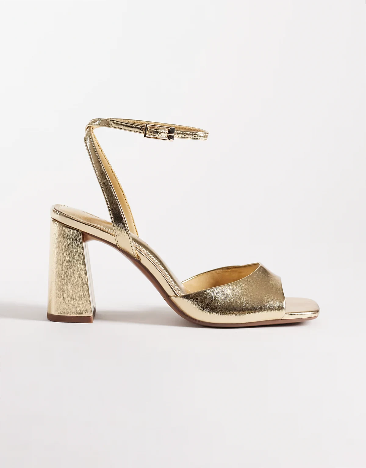 Honour barely there mid block heel sandals in gold