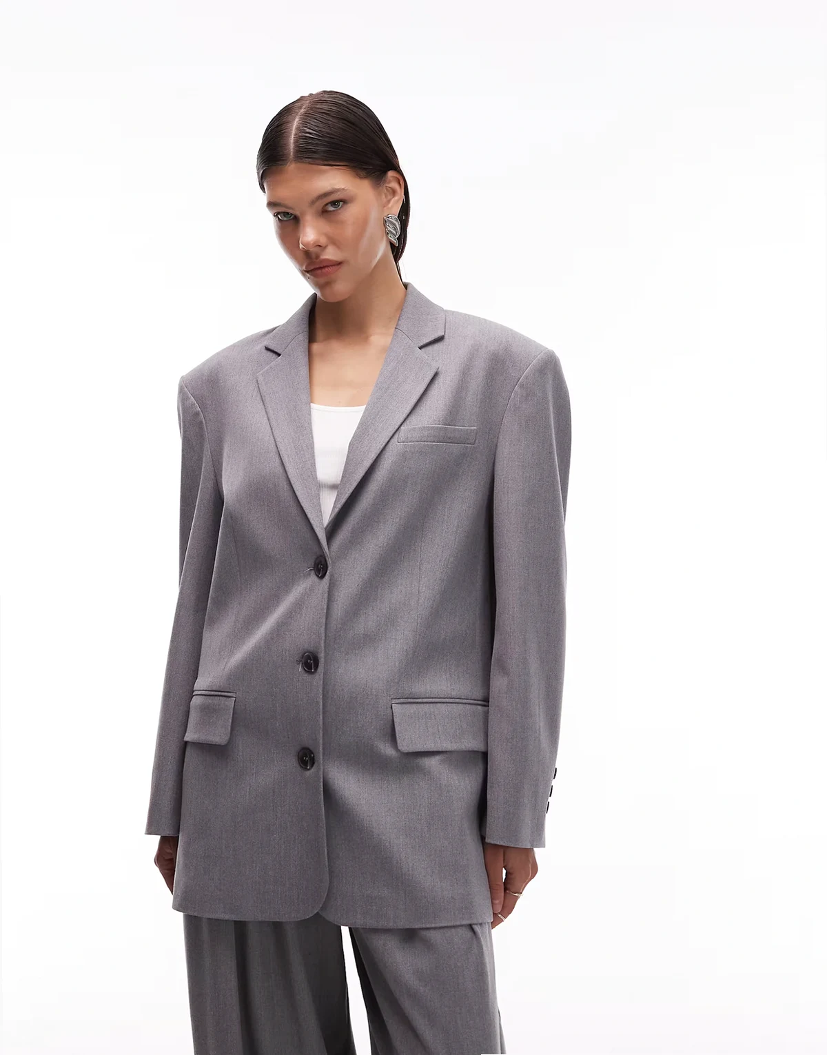 ultimate oversized blazer in gray melange
