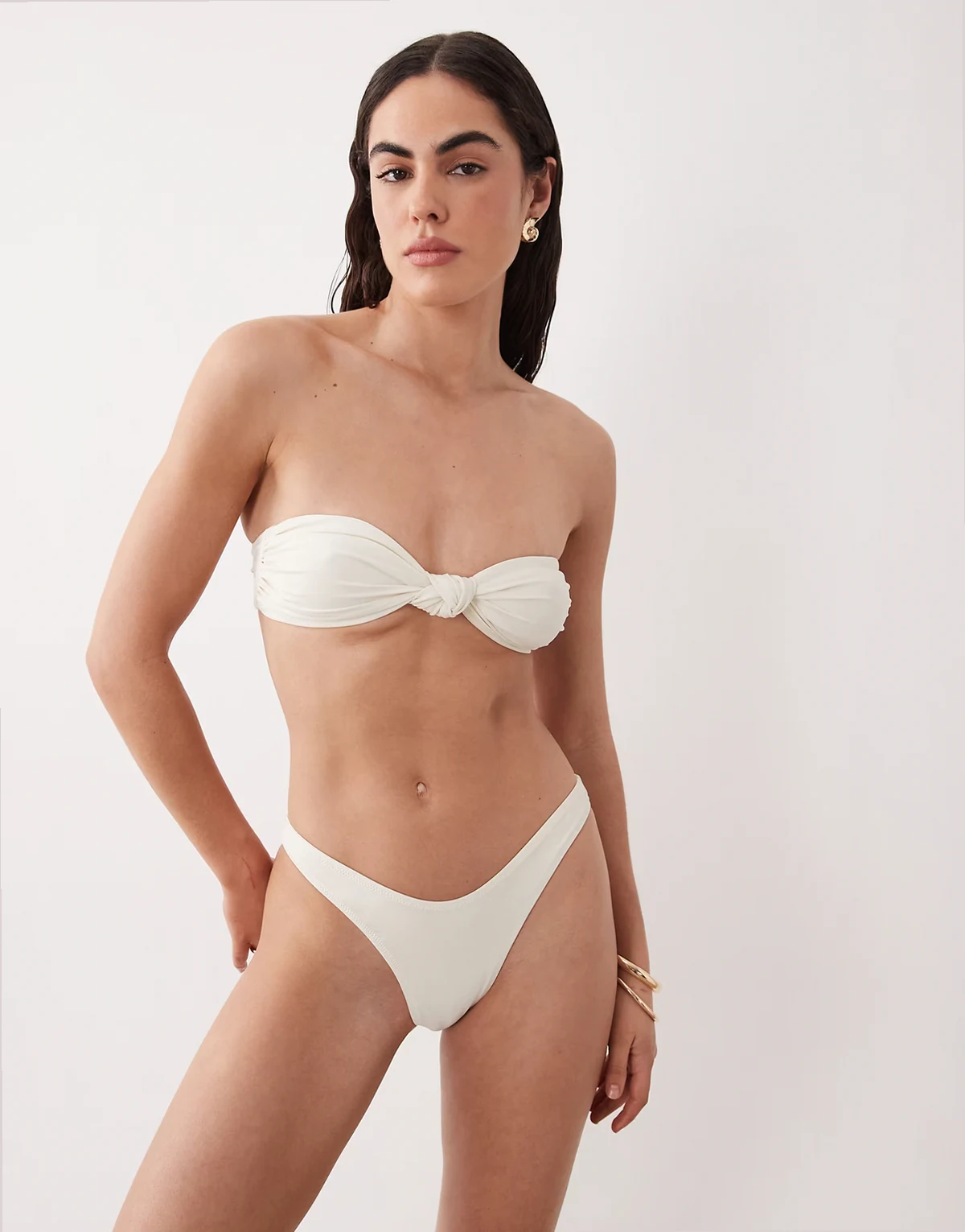 mix and match v-front high leg bikini bottoms in cream