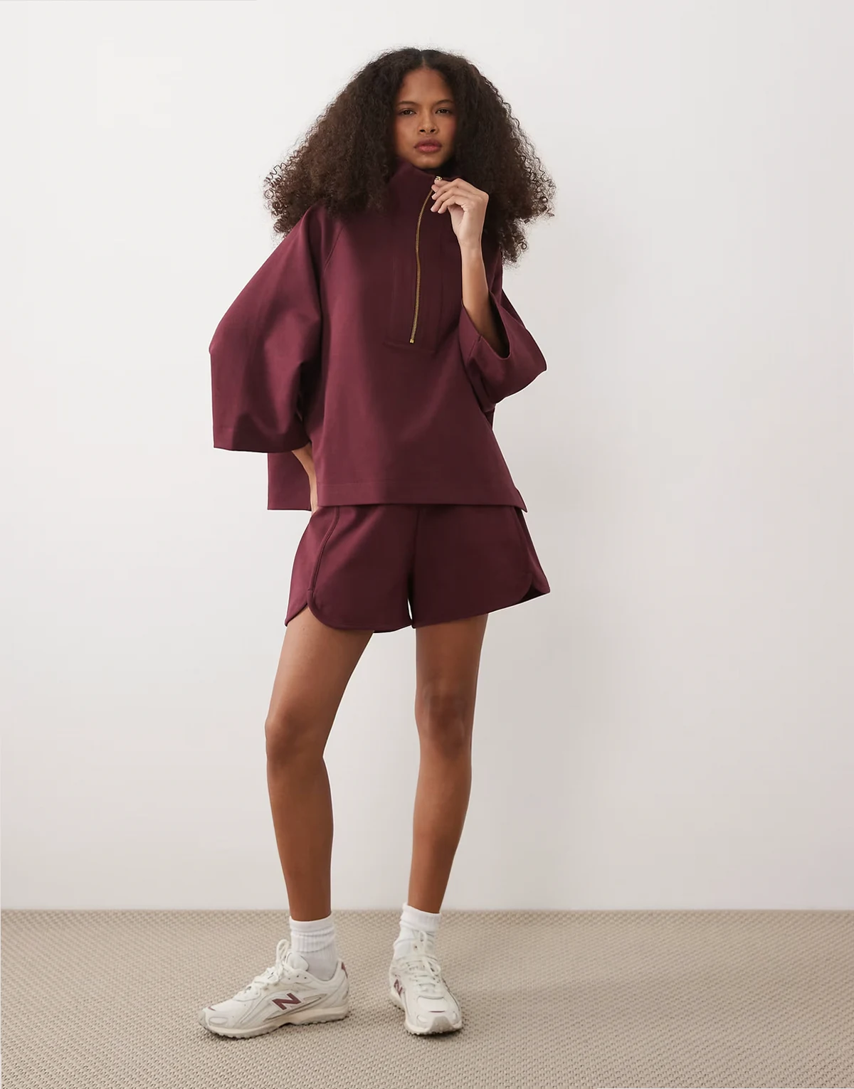 runner shorts in burgundy