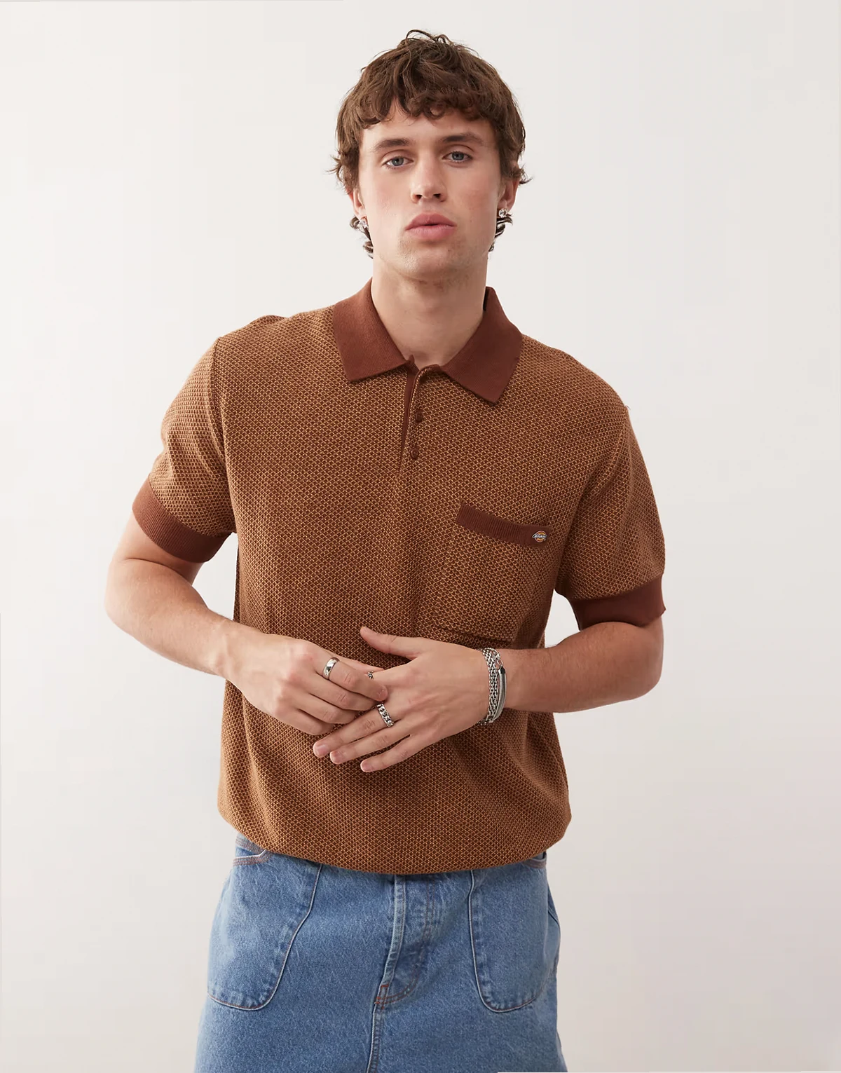Rocky knit polo in brown