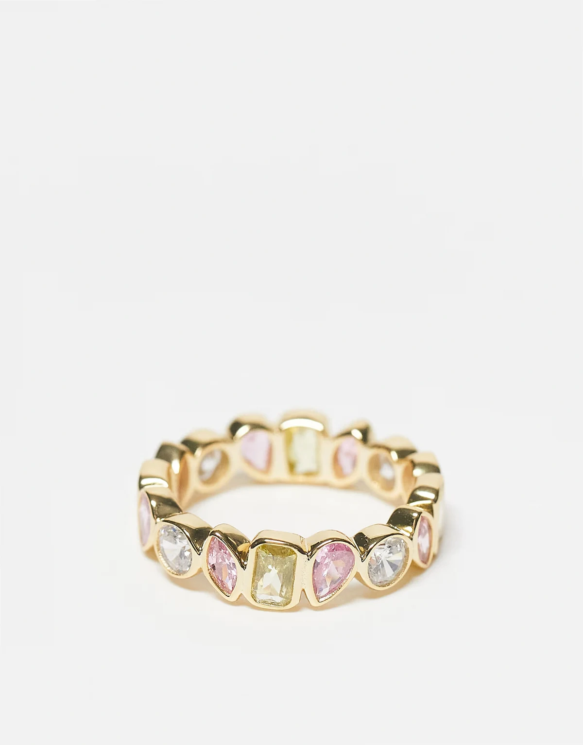 mixed shape bezel ring in 18kt gold vermeil