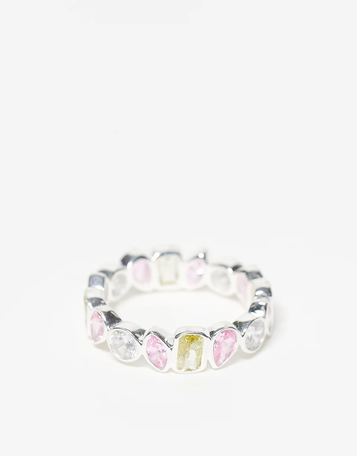 mixed shapes bezel ring in sterling silver