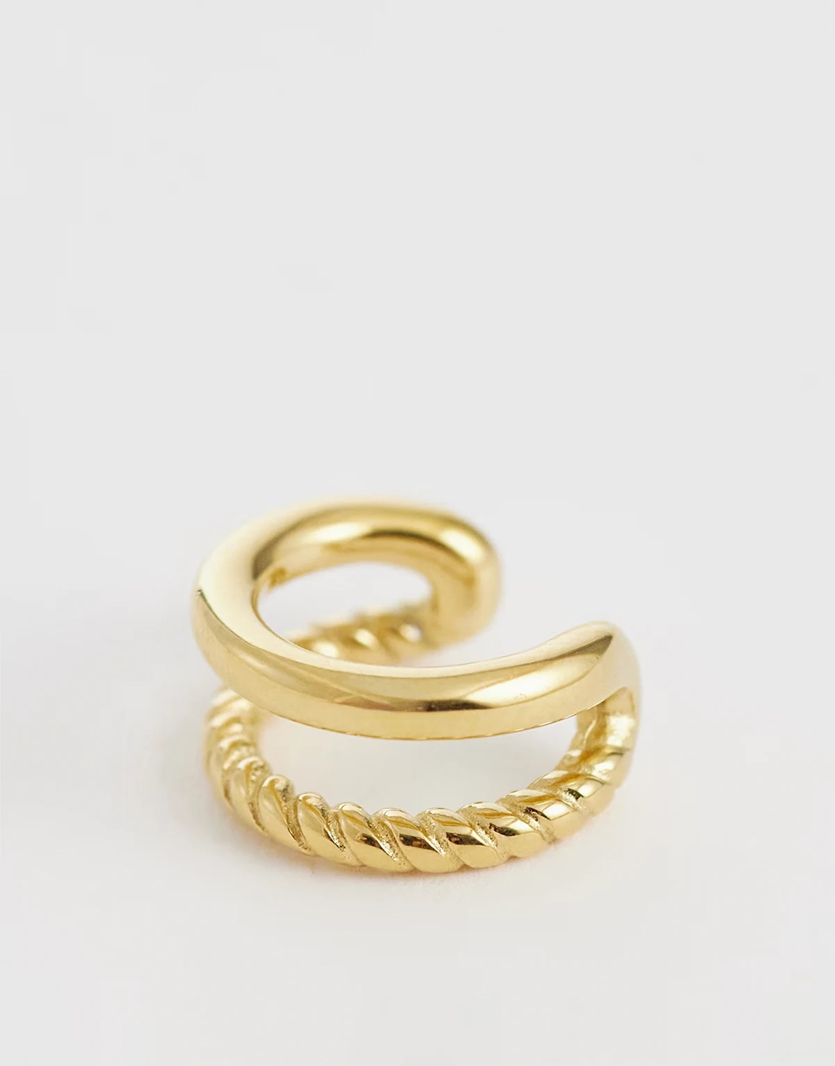 double effect ear cuff in 18kt gold plated stainless steel