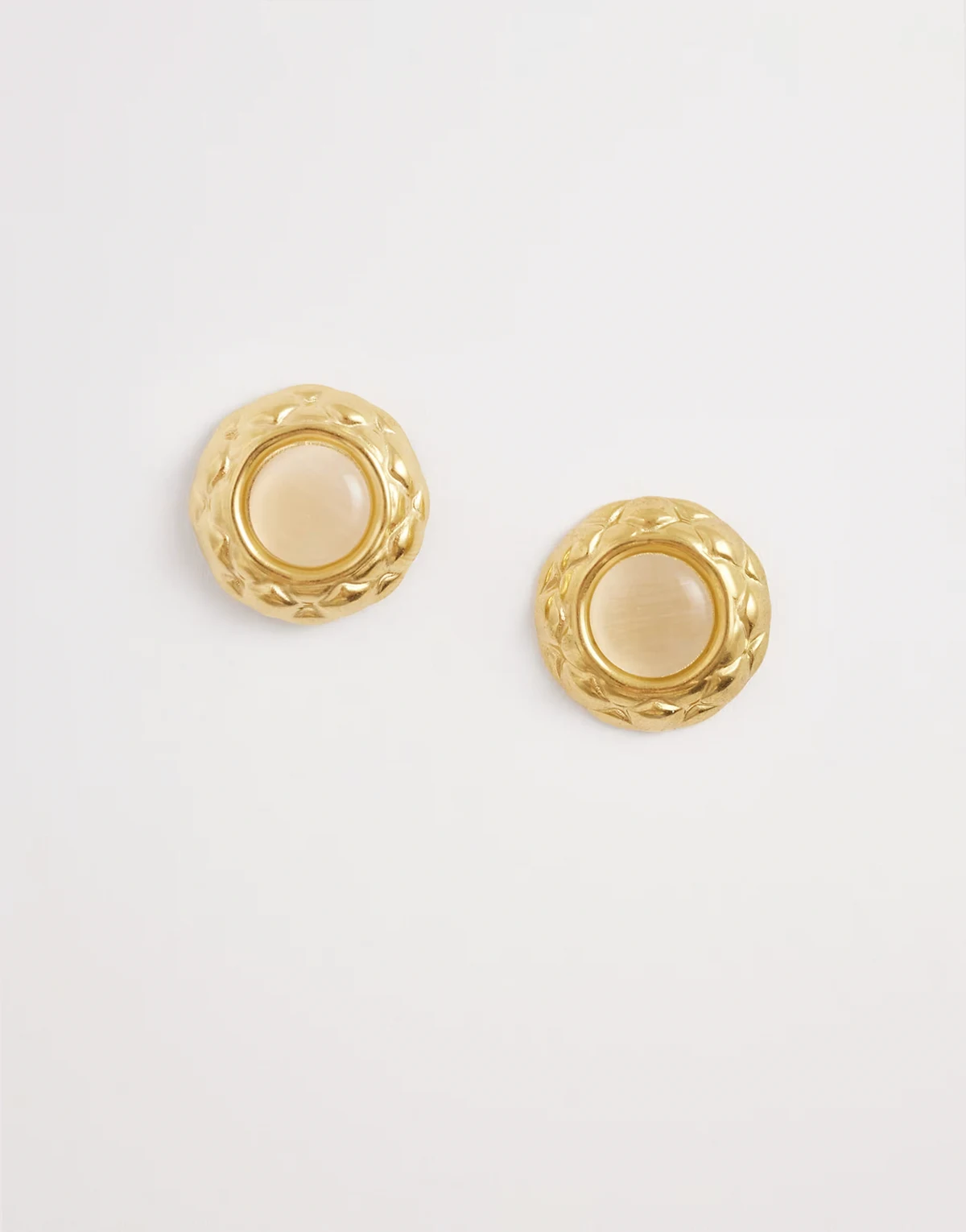 vintage inspired stone earrings in 18kt gold plated stainless steel