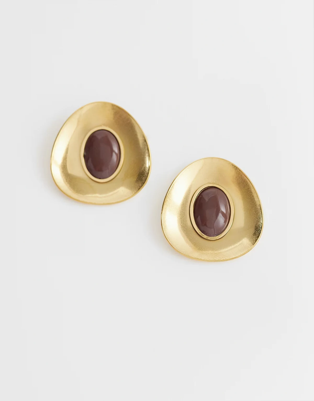 vintage brown earrings in 18kt gold plated stainless steel