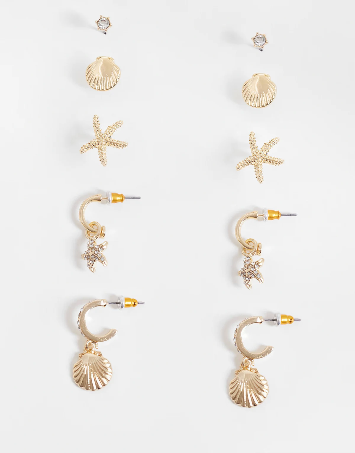Simone 10-pack starfish earrings in gold
