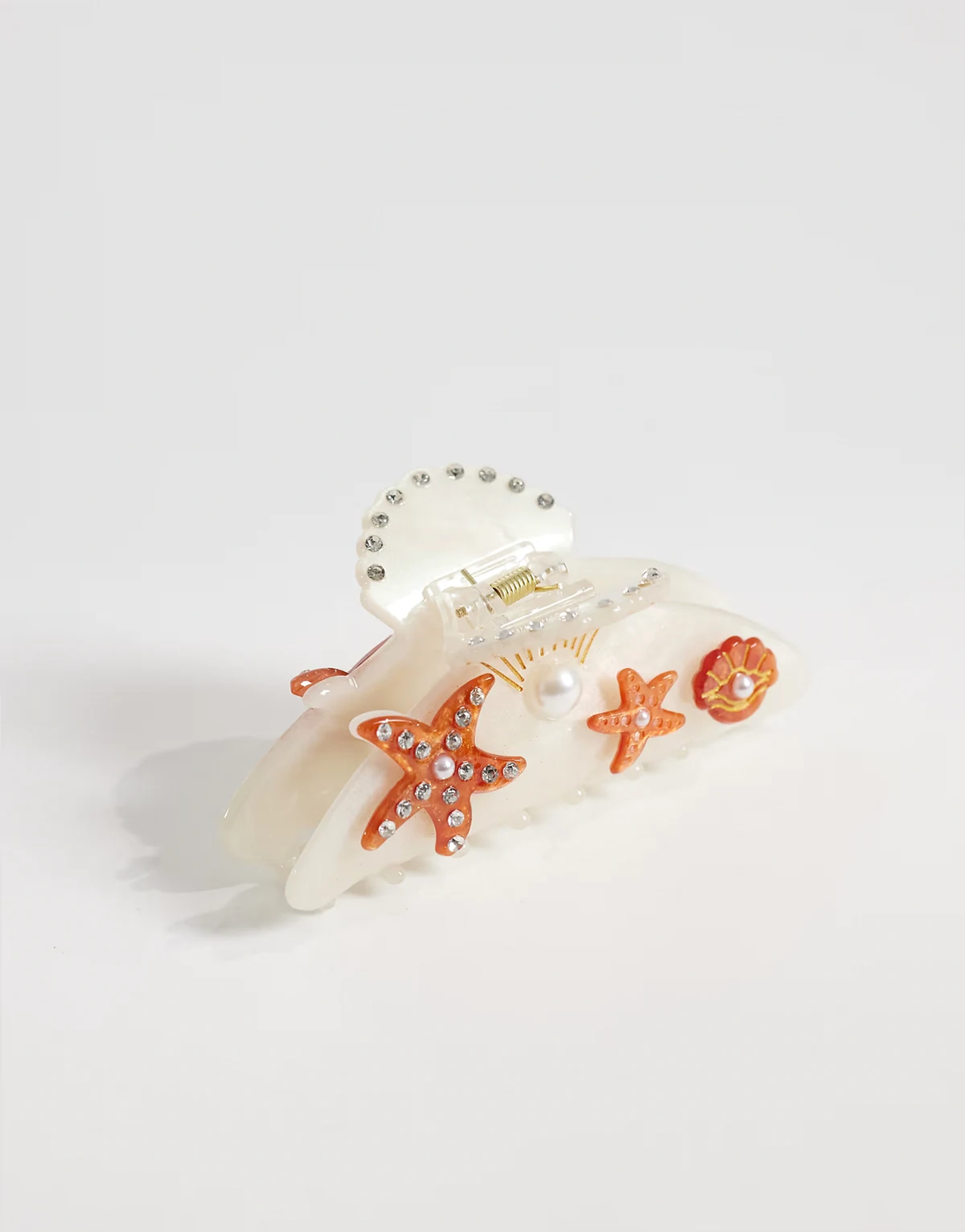 seaside hair claw in red and white