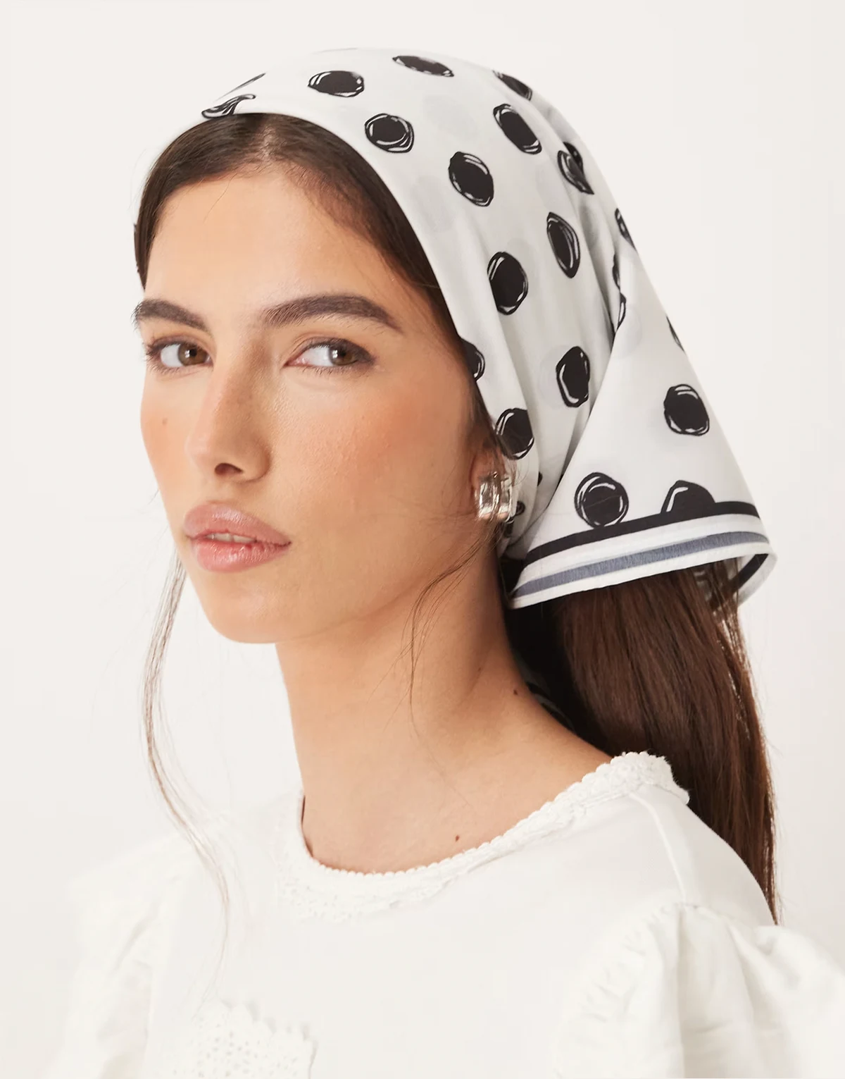 Illume polka dot headscarf in white