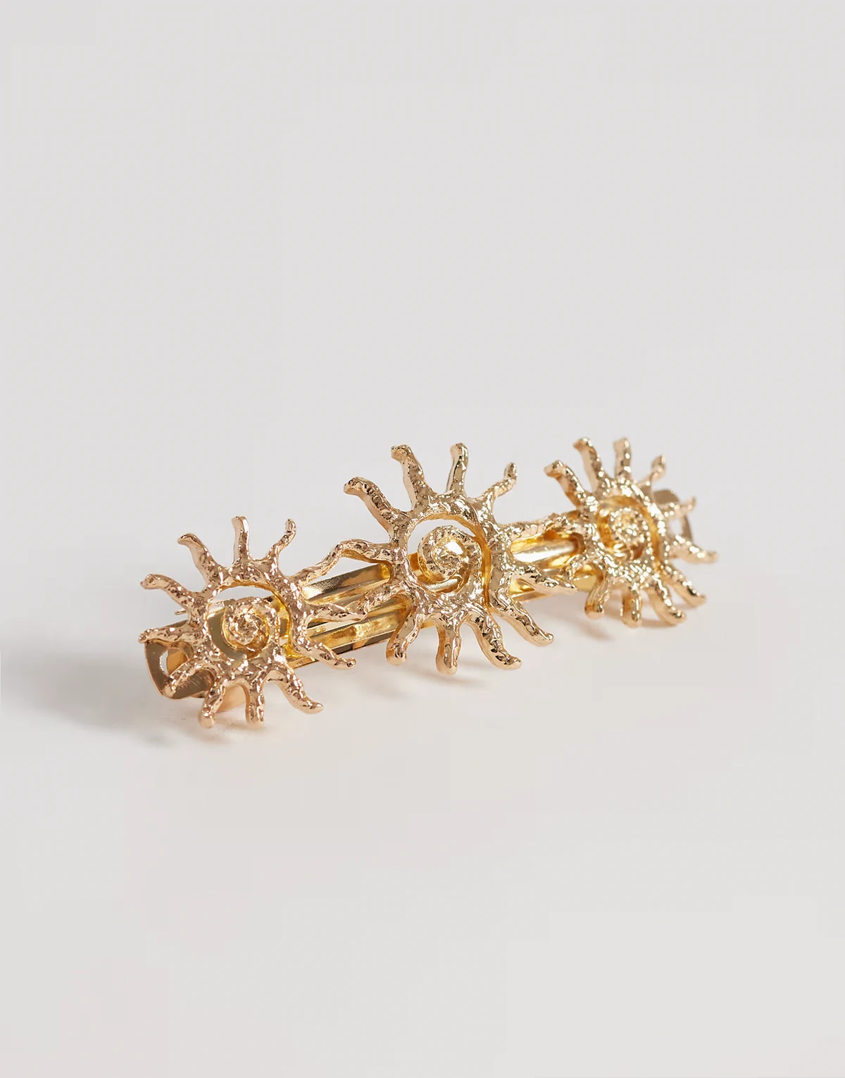 sun swirl hair barrette clip in gold tone