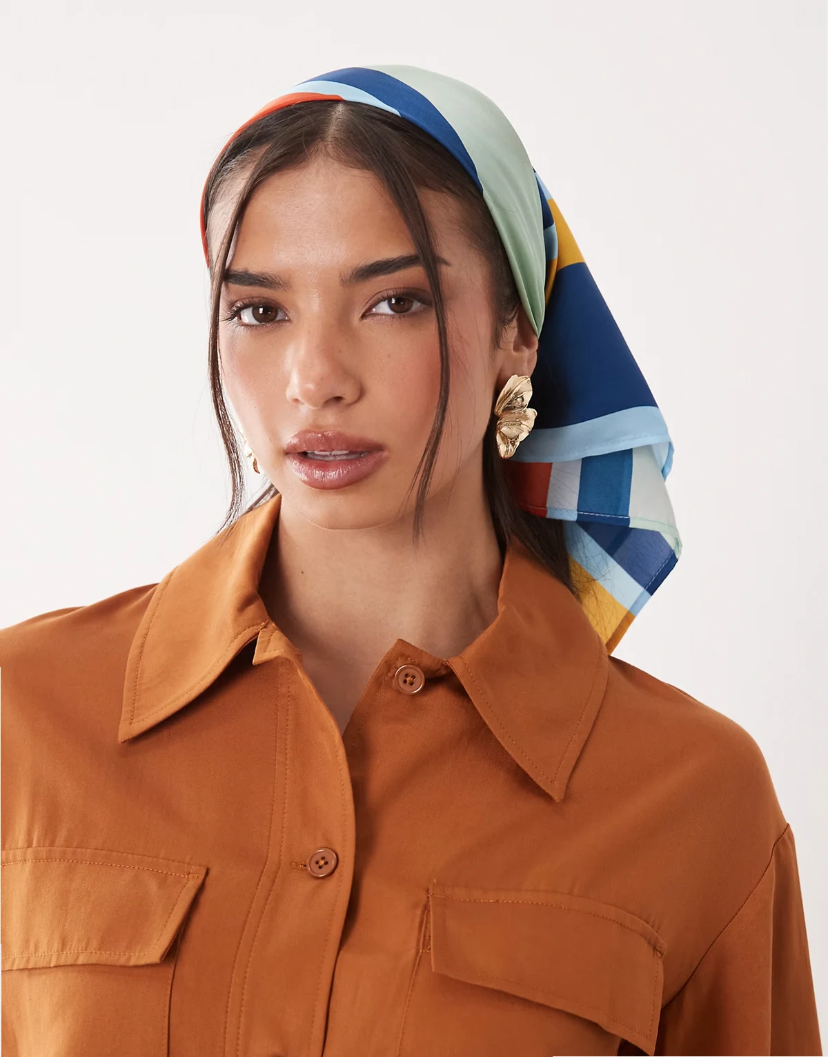 medium headscarf in bright vertical print