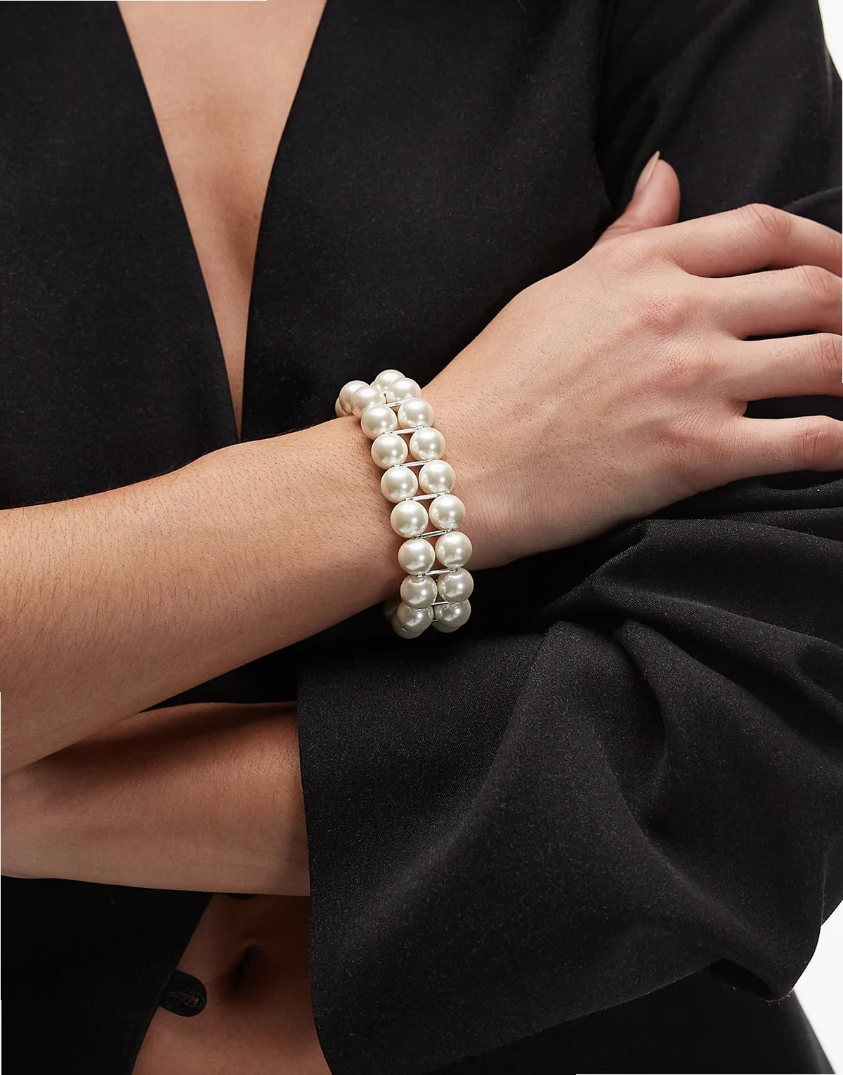 double pearl bracelet in white