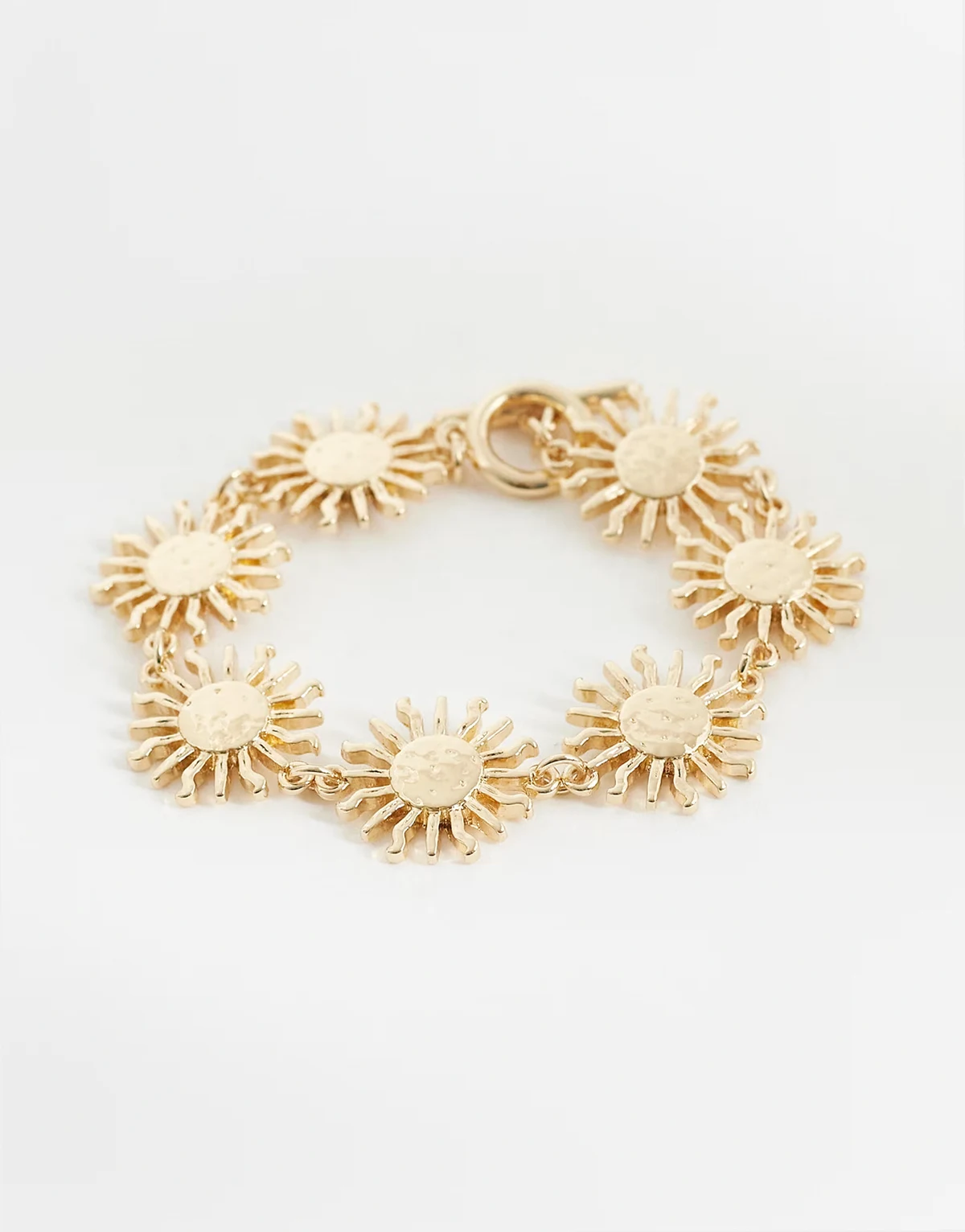 – Goldfarbenes Armband mit kleinem Sonnenanhängern und T-Steg