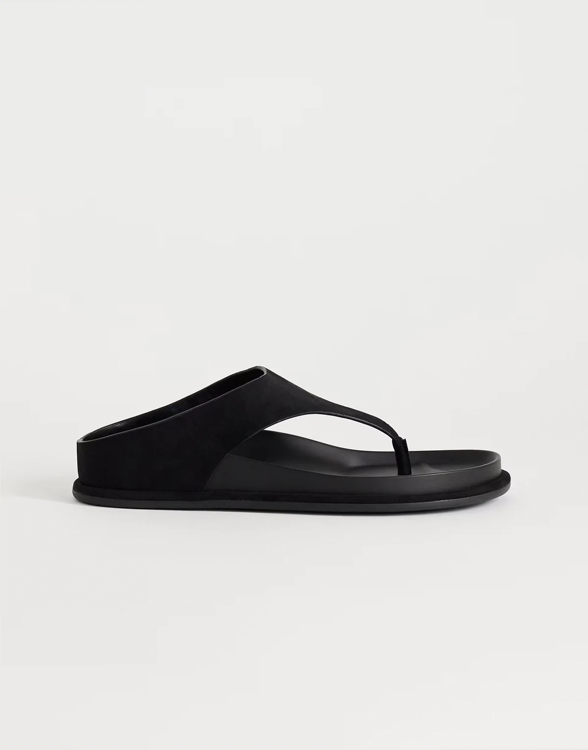 – Angela – Flache Sandalen in Schwarz mit Zehensteg und Fußbett
