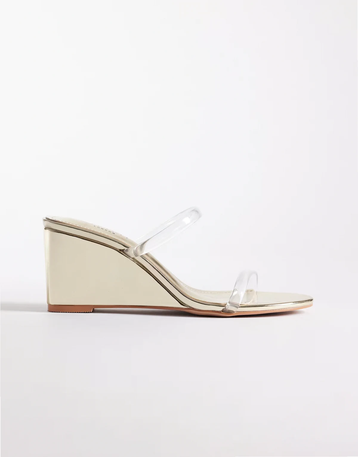 SIMMI London Wide Fit – Immy – Złote sandały na koturnie