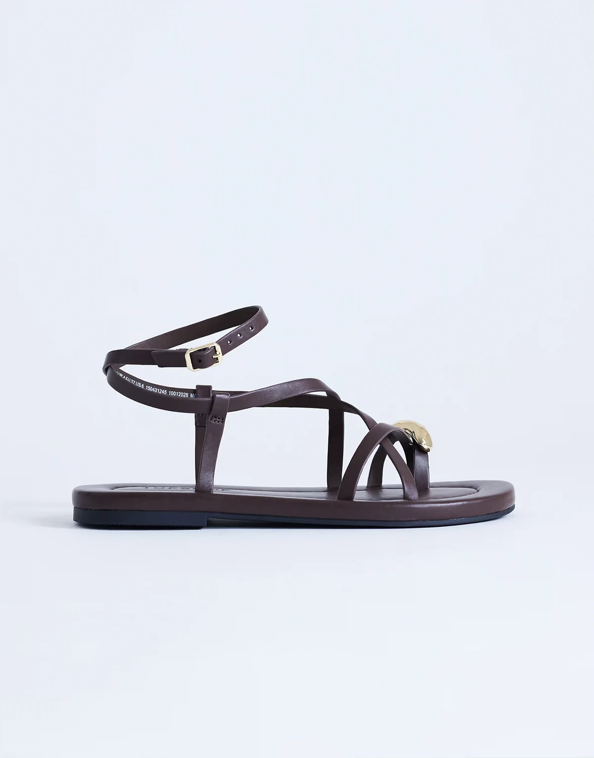 – Sabrina – Flache Sandalen in Schokobraun mit Metallelement an der Zehenpartie