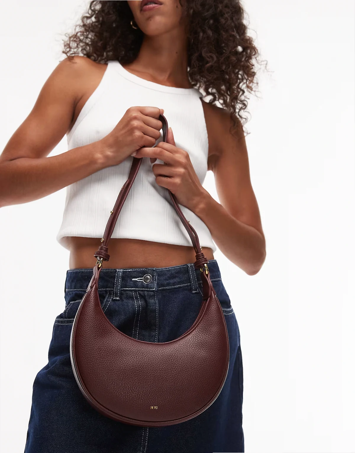 Carly crossbody saddle bag in burgundy