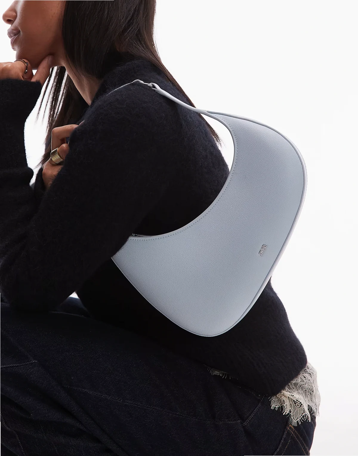 Harlee asymmetric shoulder bag in ice blue