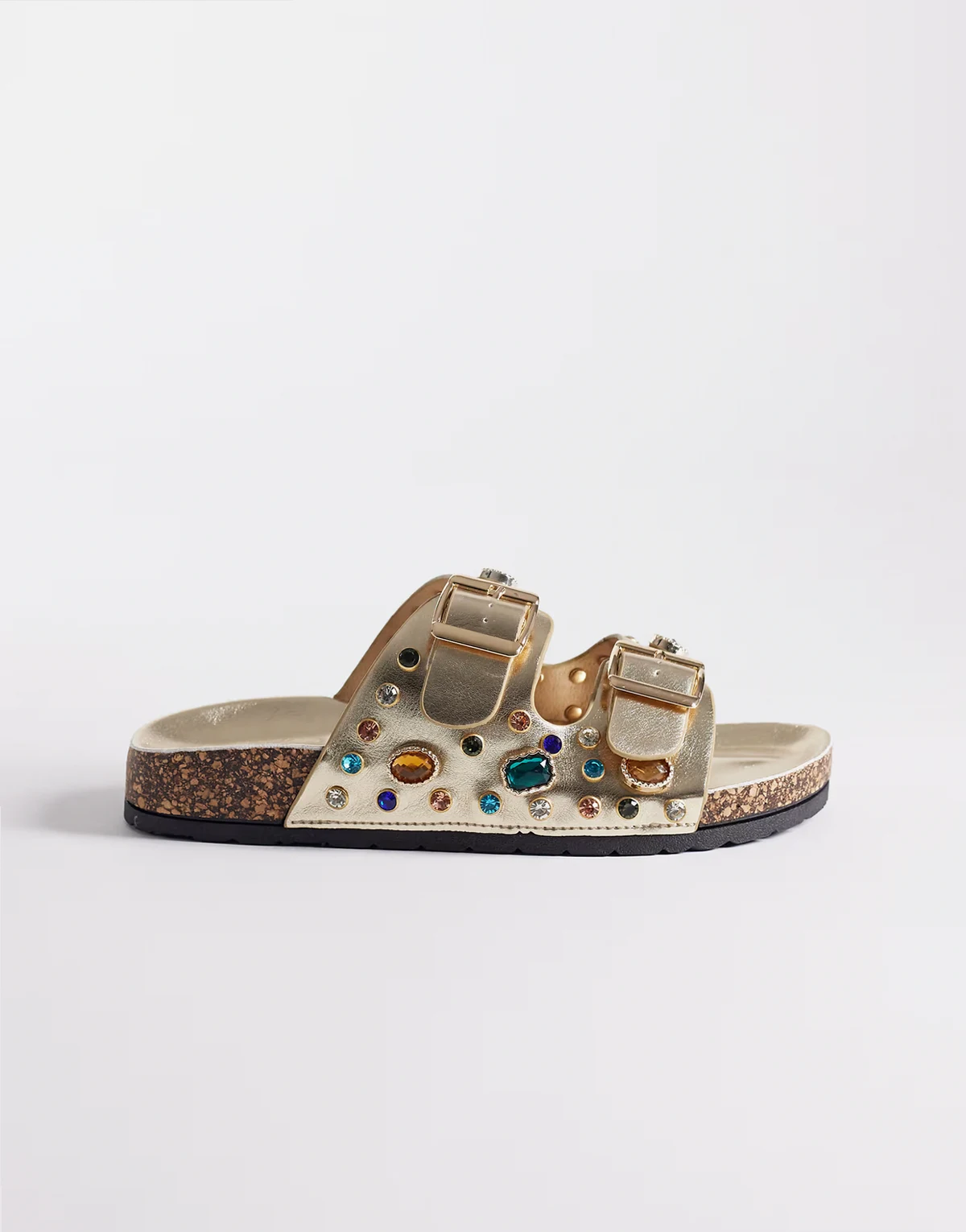– Bayleaves – Flache Sandalen in Gold mit Verzierung