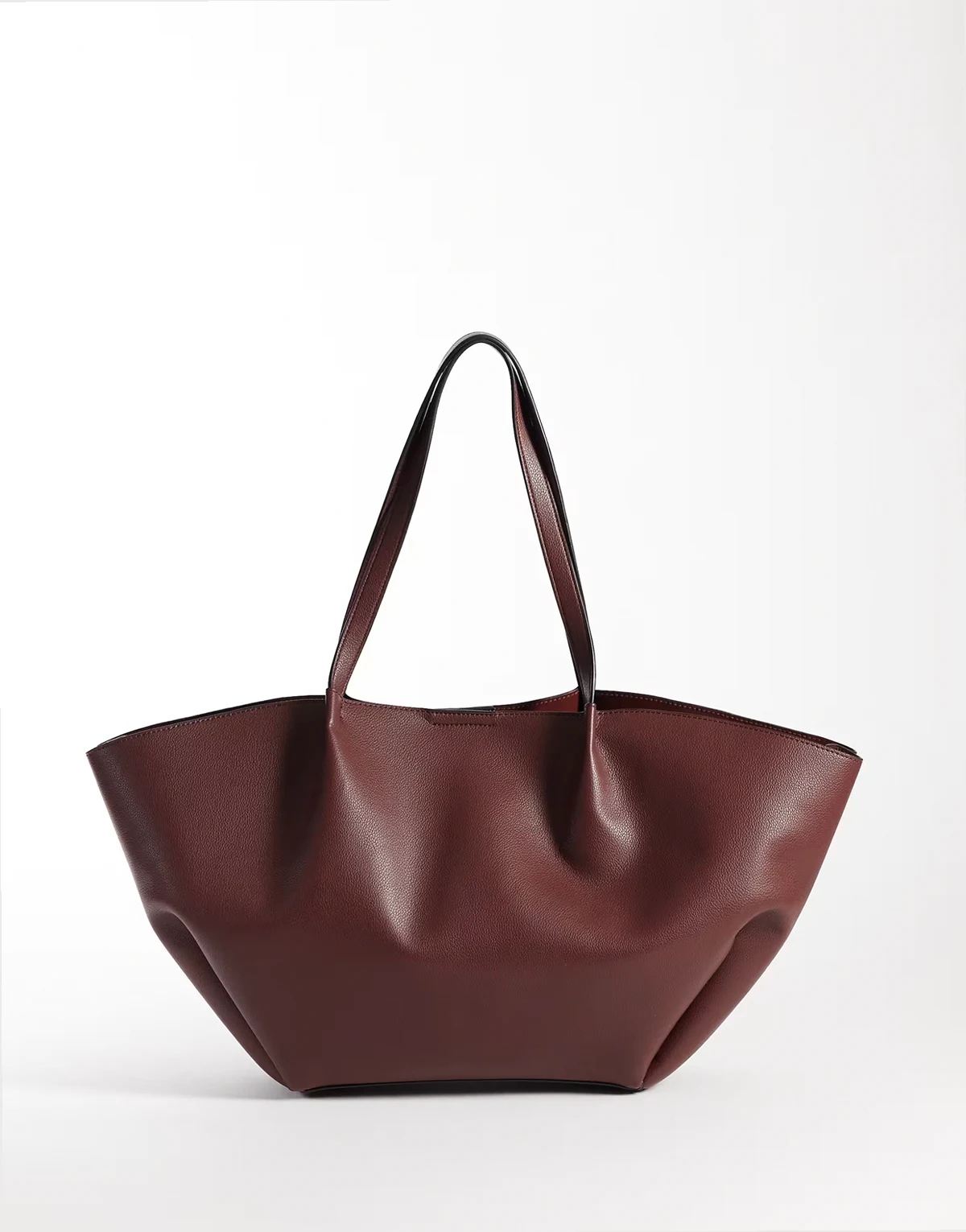 pinched seam bonded tote in burgundy