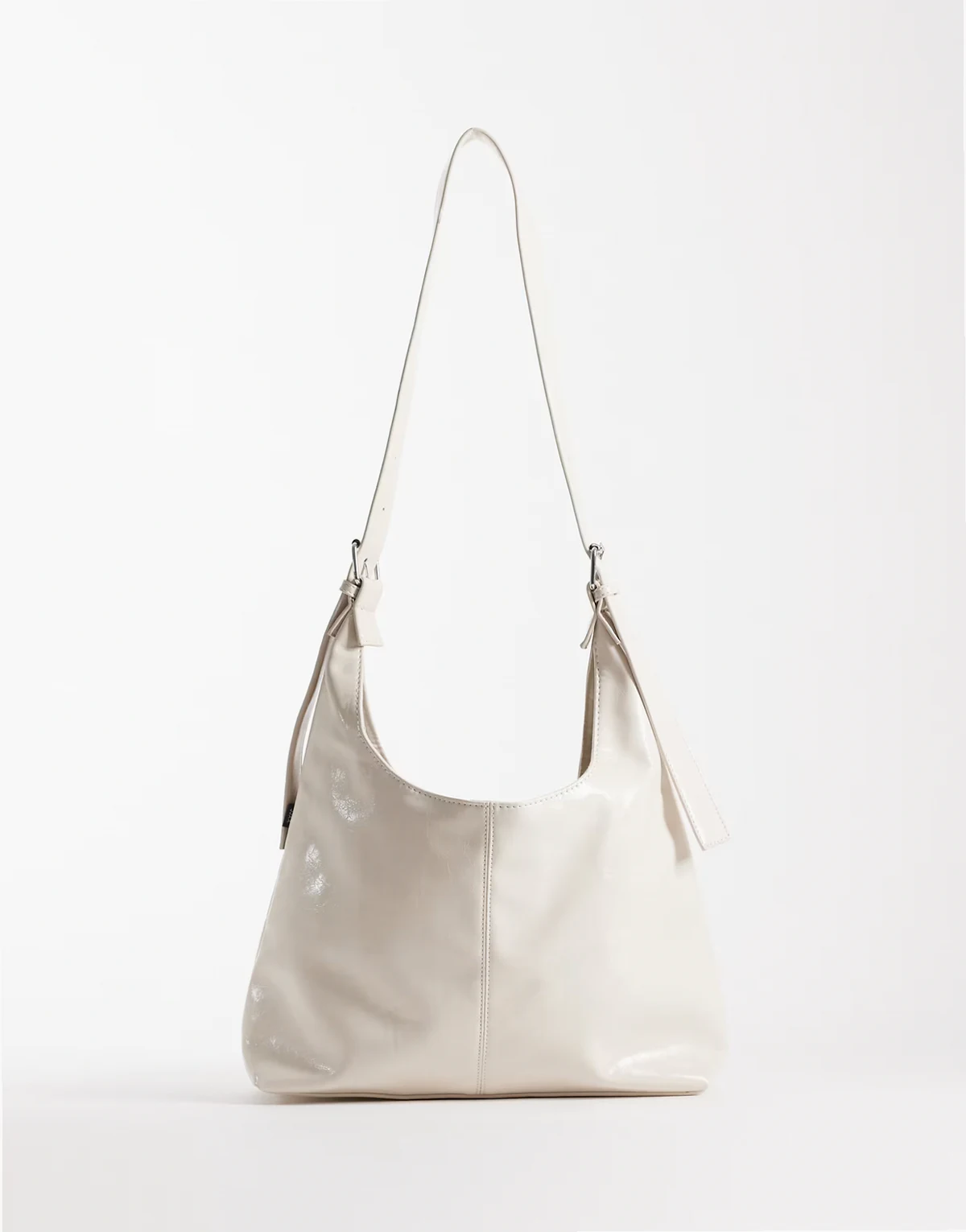 square patent shoulder bag in white