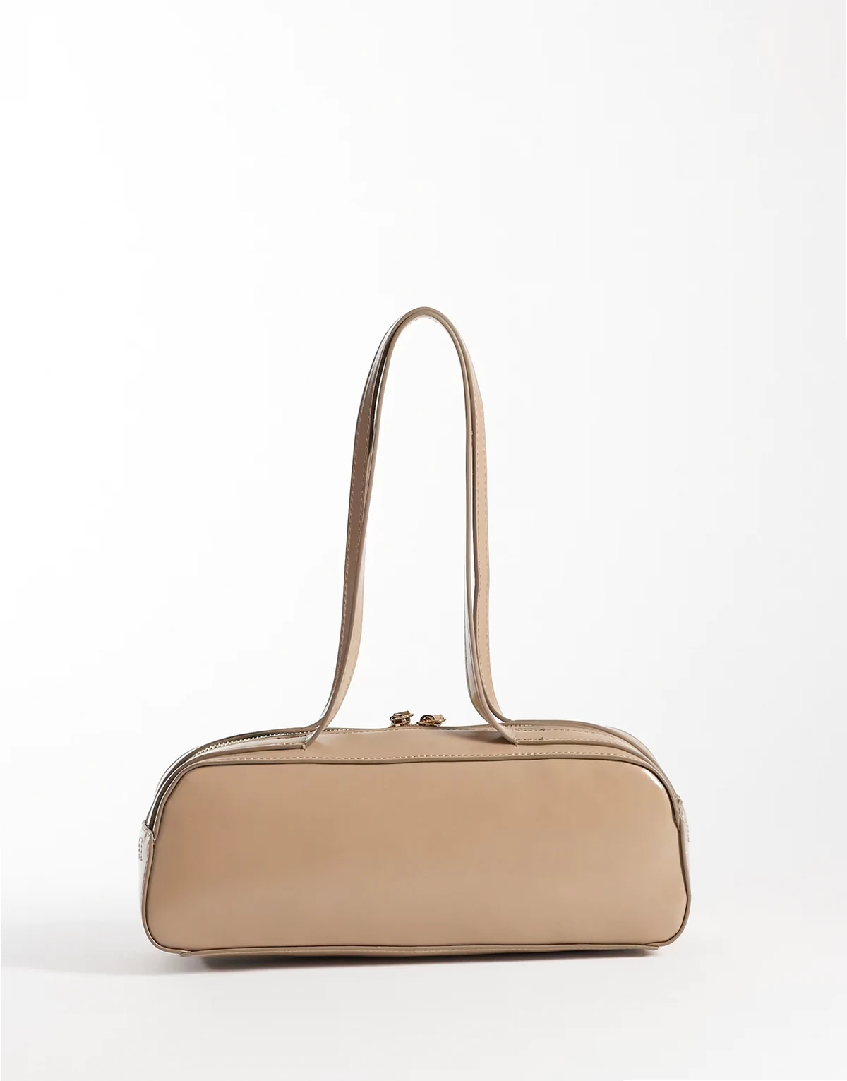 elongated shoulder bag in mushroom