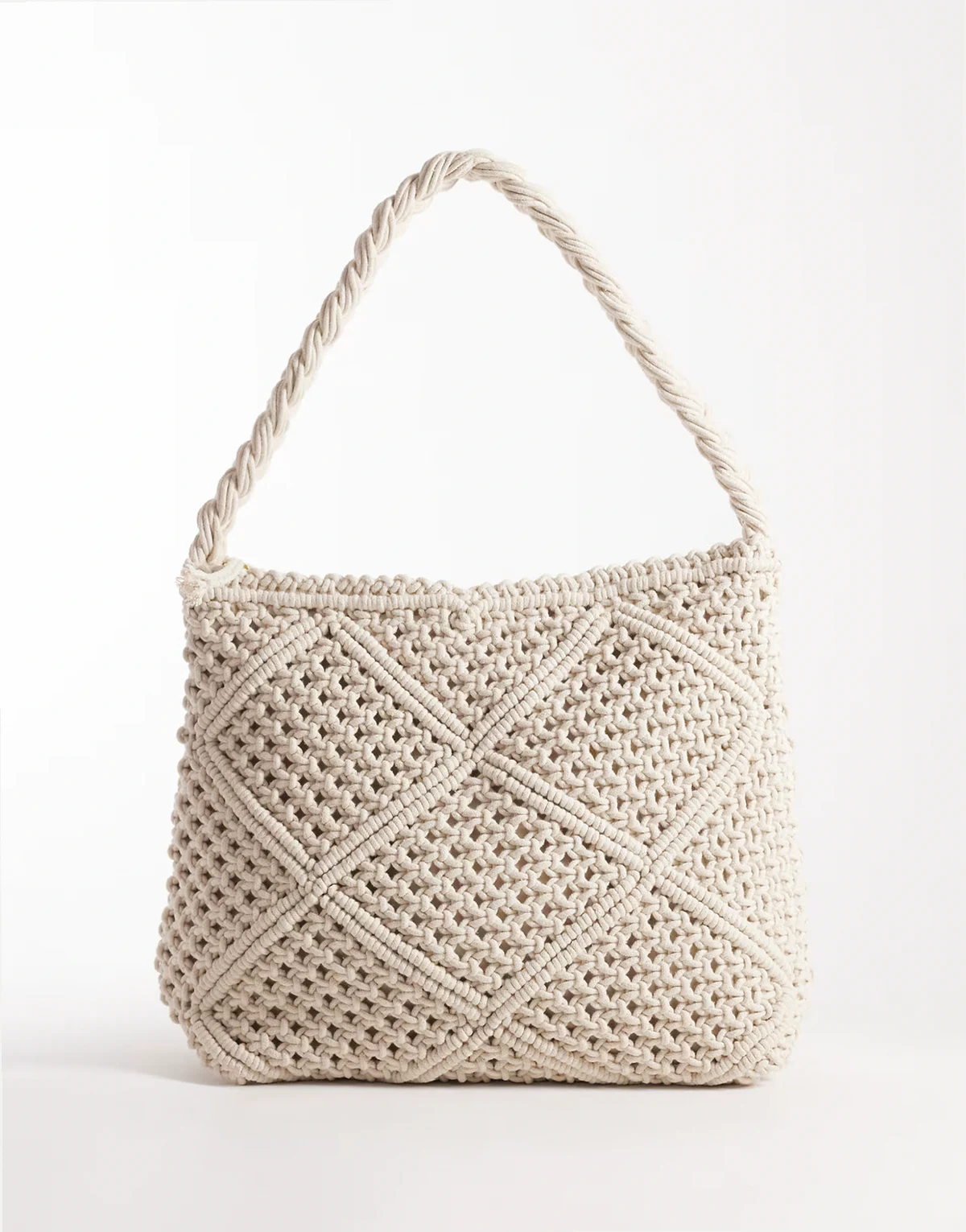 macramé shoulder bag in cream