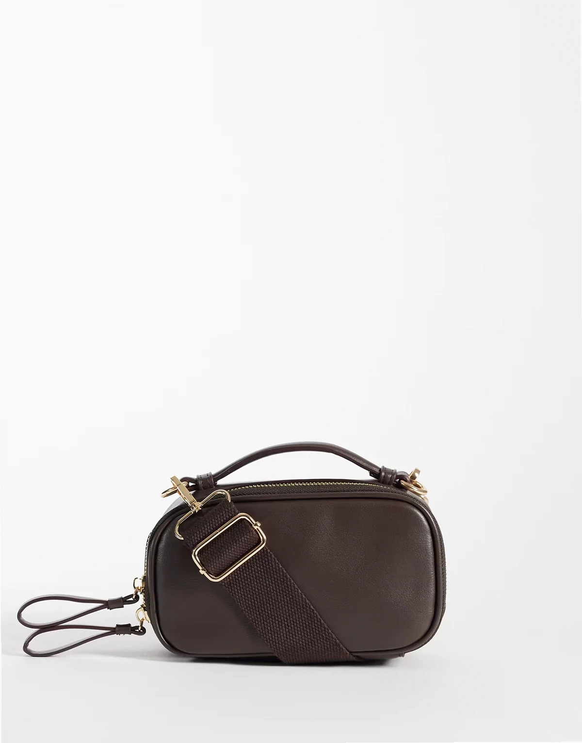 – Crossbody-Kameratasche in Schokobraun