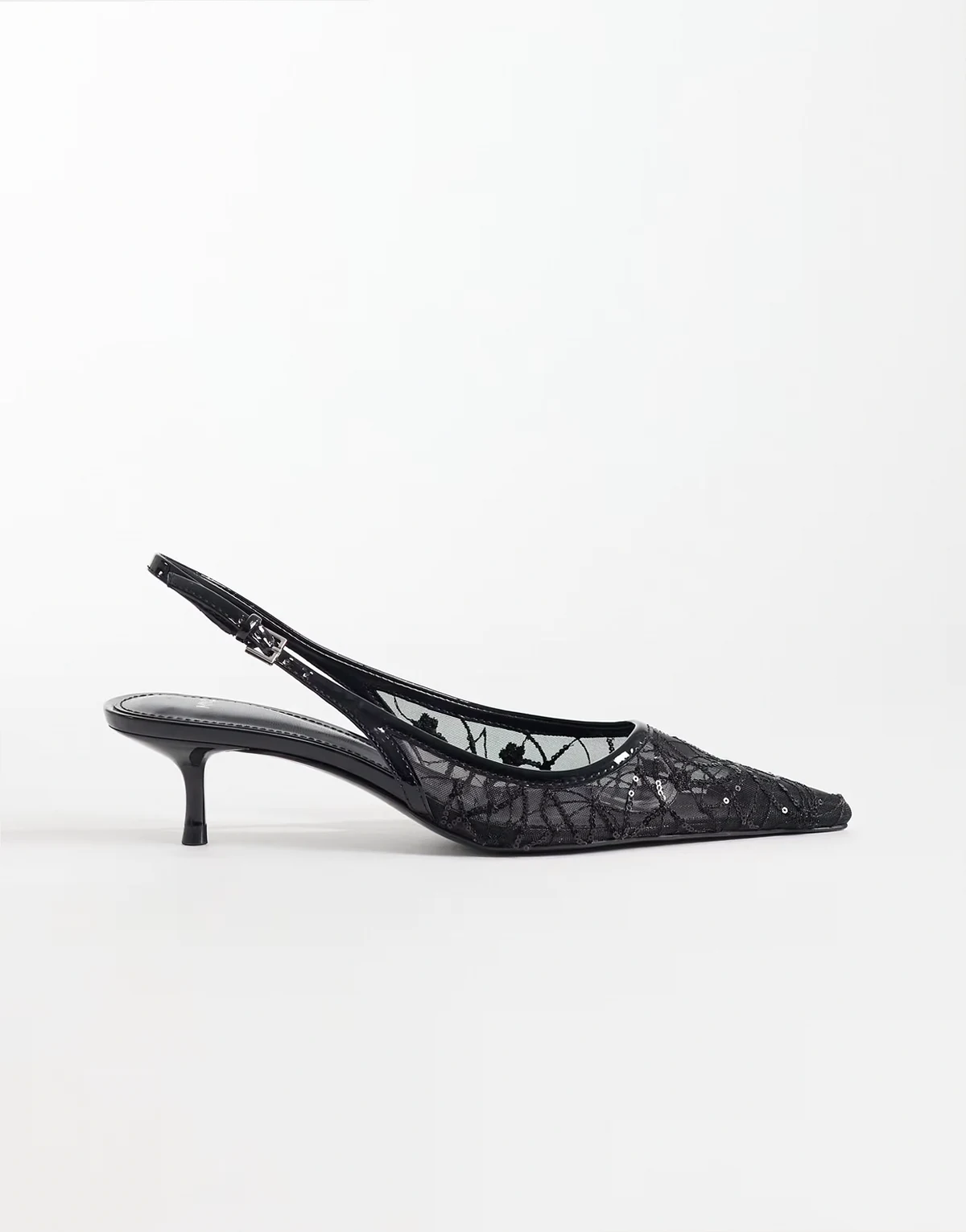 – Spitze Riemchenpumps in Schwarz mit Spitzendetail