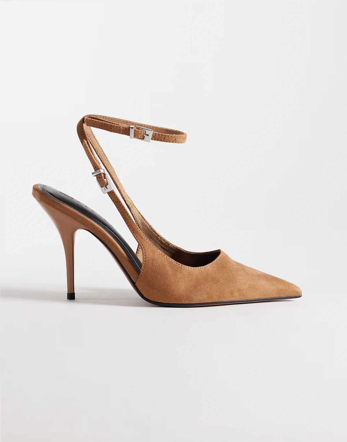 – Promise – High Heels aus Wildlederimitat in Sandbeige mit hohem Stilettoabsatz und Fersenriemchen