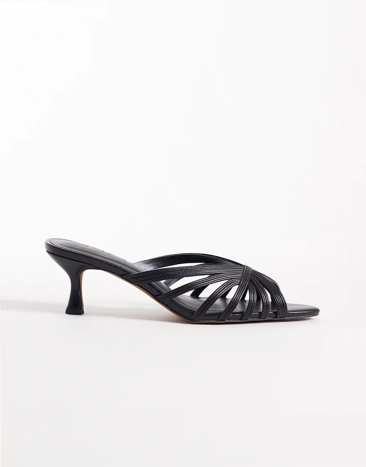 – Healing – Peeptoe-Mules in Schwarz mit Riemchendesign und mittelhohem Absatz