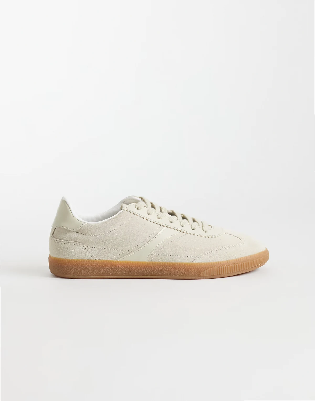 – Sneaker aus Wildleder-Mix in Beige mit Gummisohle