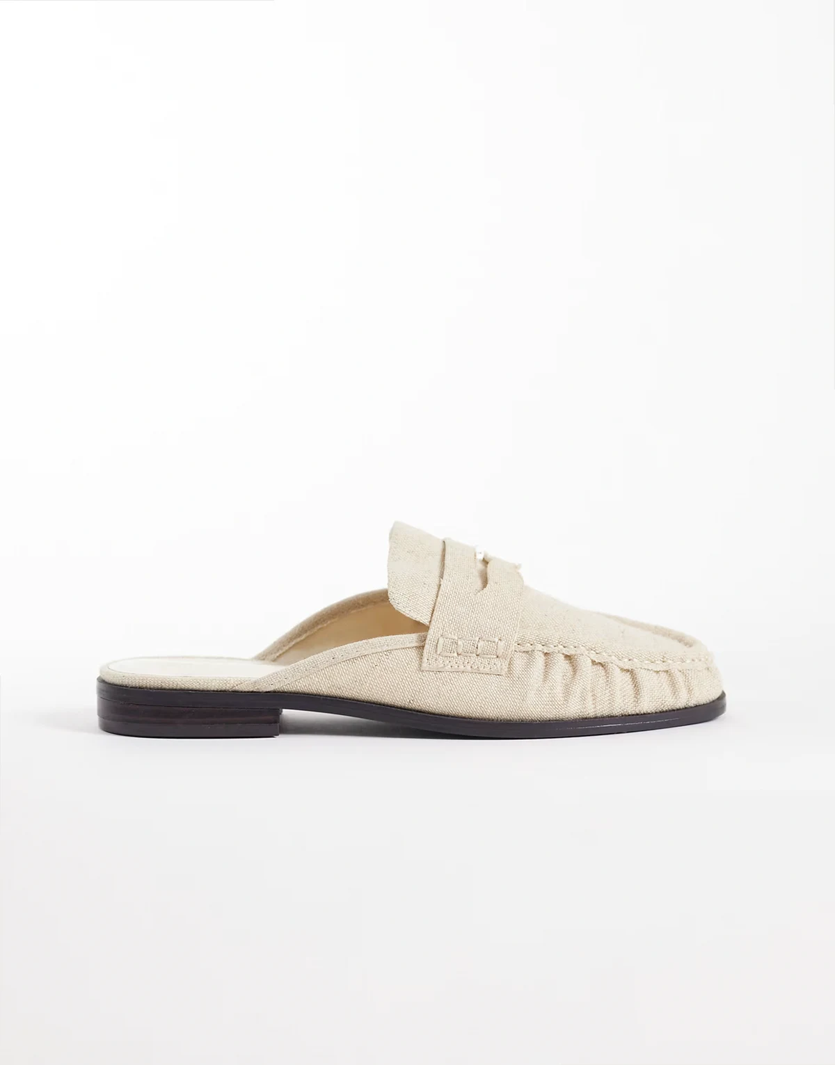 – Mouse – Loafer-Mules in Natur mit gerafftem Detail