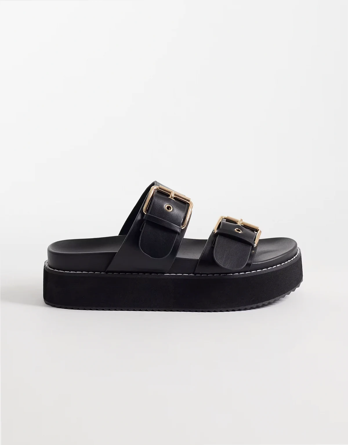 – Dinnie – Sandalen in Schwarz mit flacher Plateausohle und Schnalle