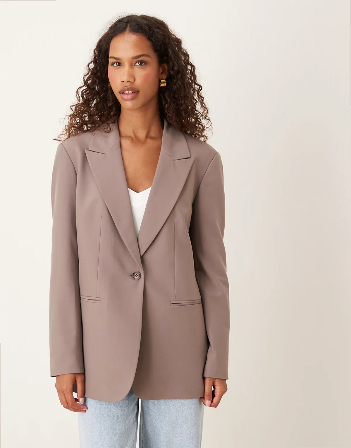 – Relaxed Fit Blazer in dunklem Taupe