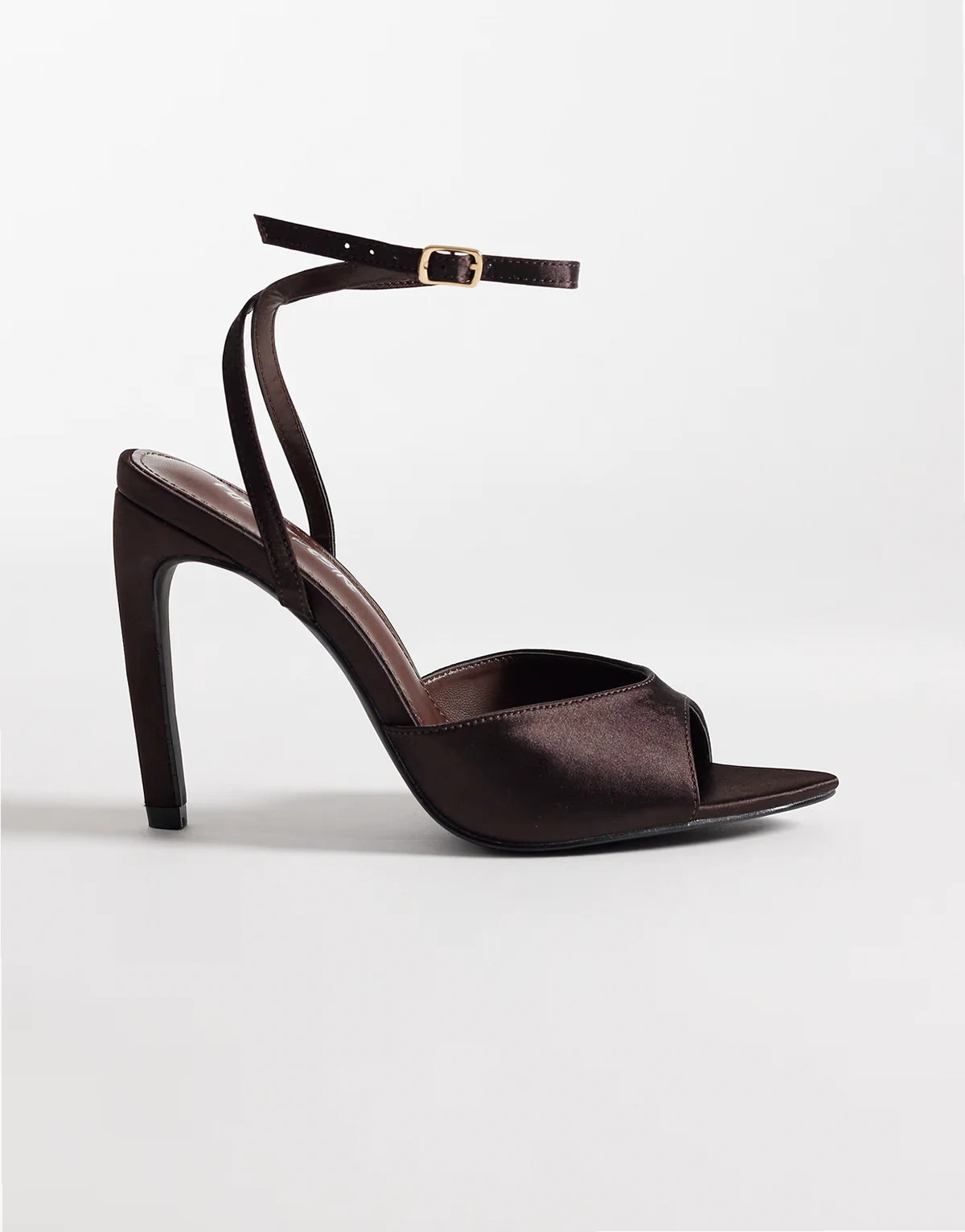 Caught On tie leg heeled sandals in chocolate