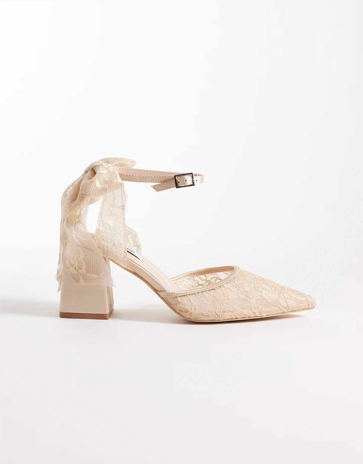 Bridal – Reema – Różane koronkowe buty na obcasie klockowym z kokardką