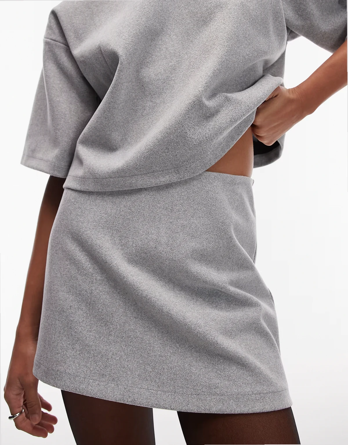 brushed a-line skort in gray - part of a set
